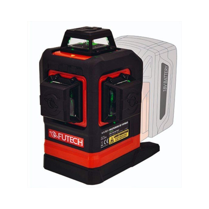 Nível Laser em Cruz 3D Verde Acha 54340 Multibateria 18V Max Alcance 120m