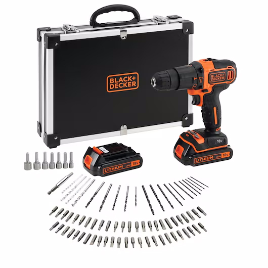 Berbequim Aparafusador Percussão s/ Fio 18V BLACK & DECKER BDCHD18BAFC c/ 2 Baterias de Litio 1.5Ah