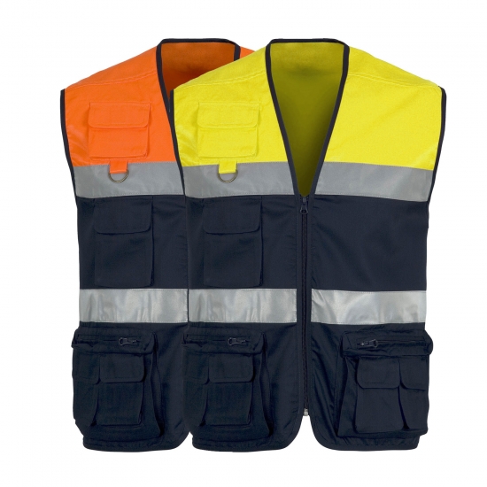Colete de Trabalho Alta Visibilidade 65% Poliéster / 35% Algodão Workteam