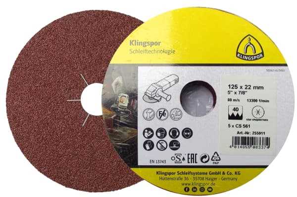 Disco de Fibra Ferro Klingspor CS561 125mm P16 (Cx. 25un)